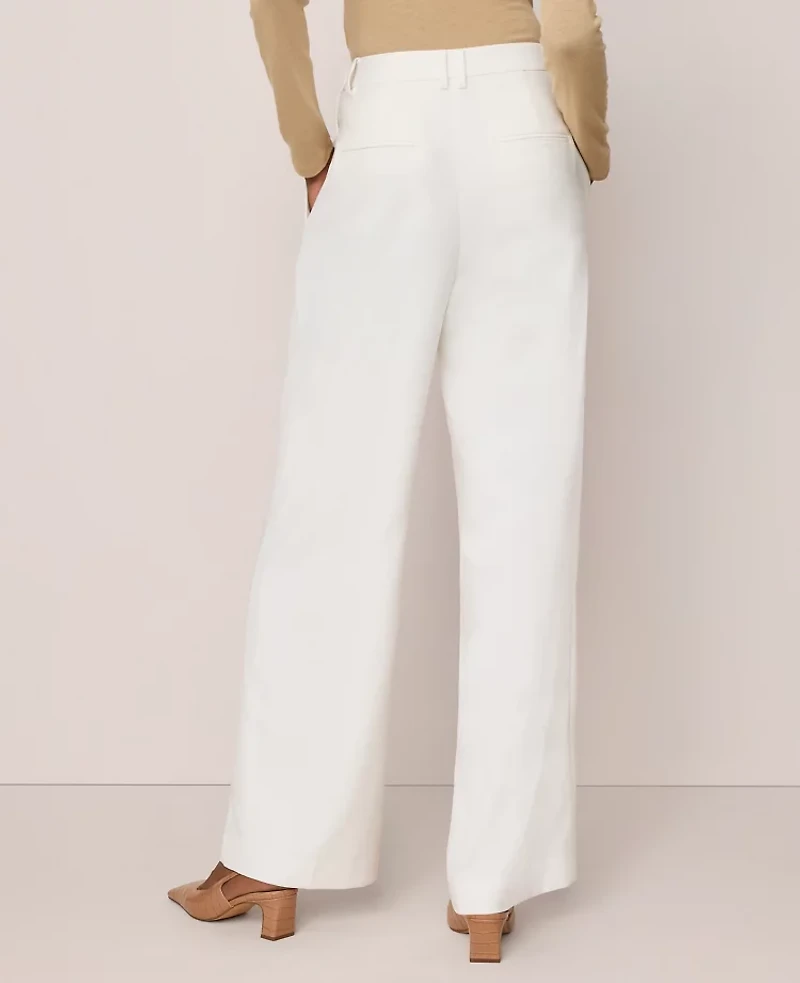 Ann Taylor The Side Button Wide-Leg Pant Winter White Women's