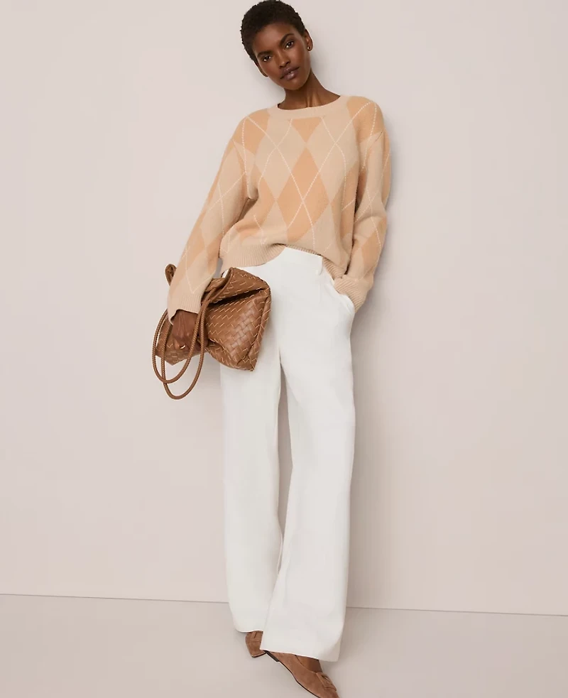 Ann Taylor The Side Button Wide-Leg Pant Winter White Women's