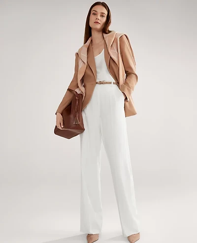 Ann Taylor The Side Button Wide-Leg Pant Winter White Women's