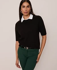 Ann Taylor Mix Media Sweater T-Shirt Women's