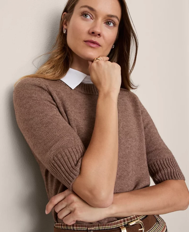 Ann Taylor Mix Media Sweater T-Shirt Women's