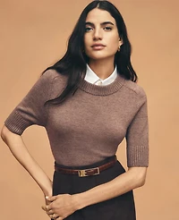 Ann Taylor Mix Media Sweater T-Shirt Size Medium Cardamom Heather Women's