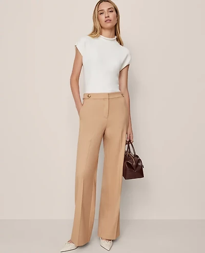 Ann Taylor The Petite Tailored Wide Leg Trouser Size 10 Cafe Au Lait Women's