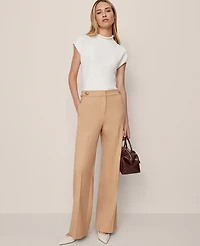 Ann Taylor The Petite Tailored Wide Leg Trouser Size 10 Cafe Au Lait Women's