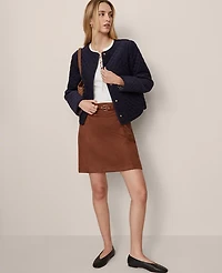 Ann Taylor Weekend Collection Faux Suede Belted A-Line Skirt Rich Bronze Women's