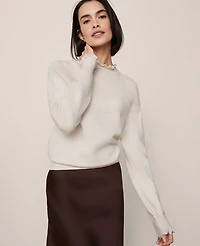 Ann Taylor Petite Ruffle Trimmed Mock Neck Sweater Women's