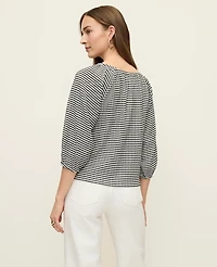 Ann Taylor Gingham Raglan Blouse Black/White Combo Women's