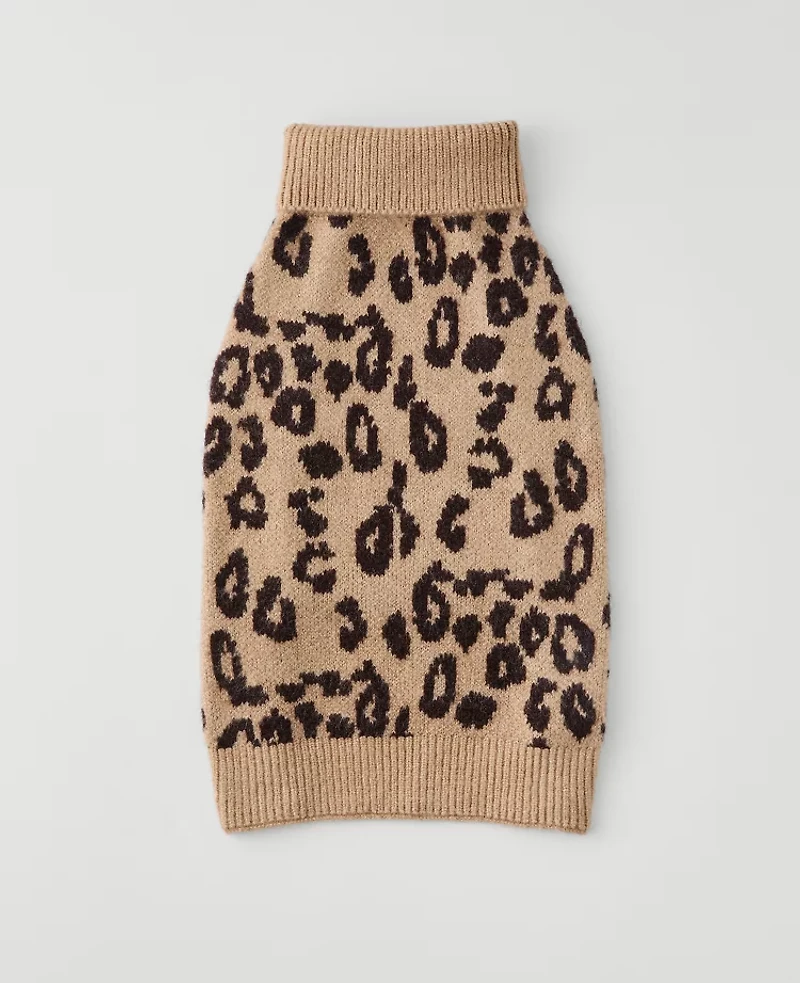 Ann Taylor Weekend Collection Animal Print Dog Sweater Brown Multi Women's