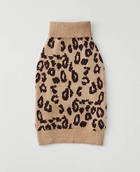 Ann Taylor Weekend Collection Animal Print Dog Sweater Brown Multi Women's