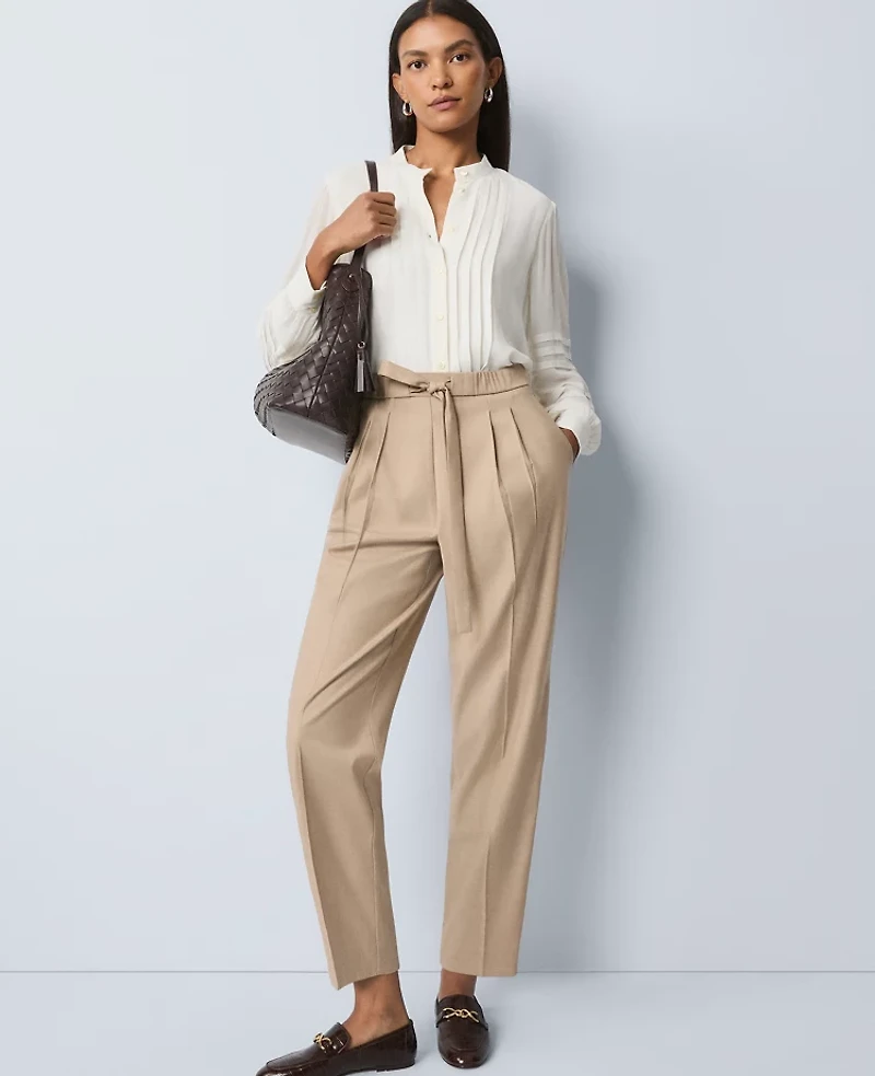 Ann Taylor Petite Weekend Collection High Rise Tapered Pant Fresh Camel Women's