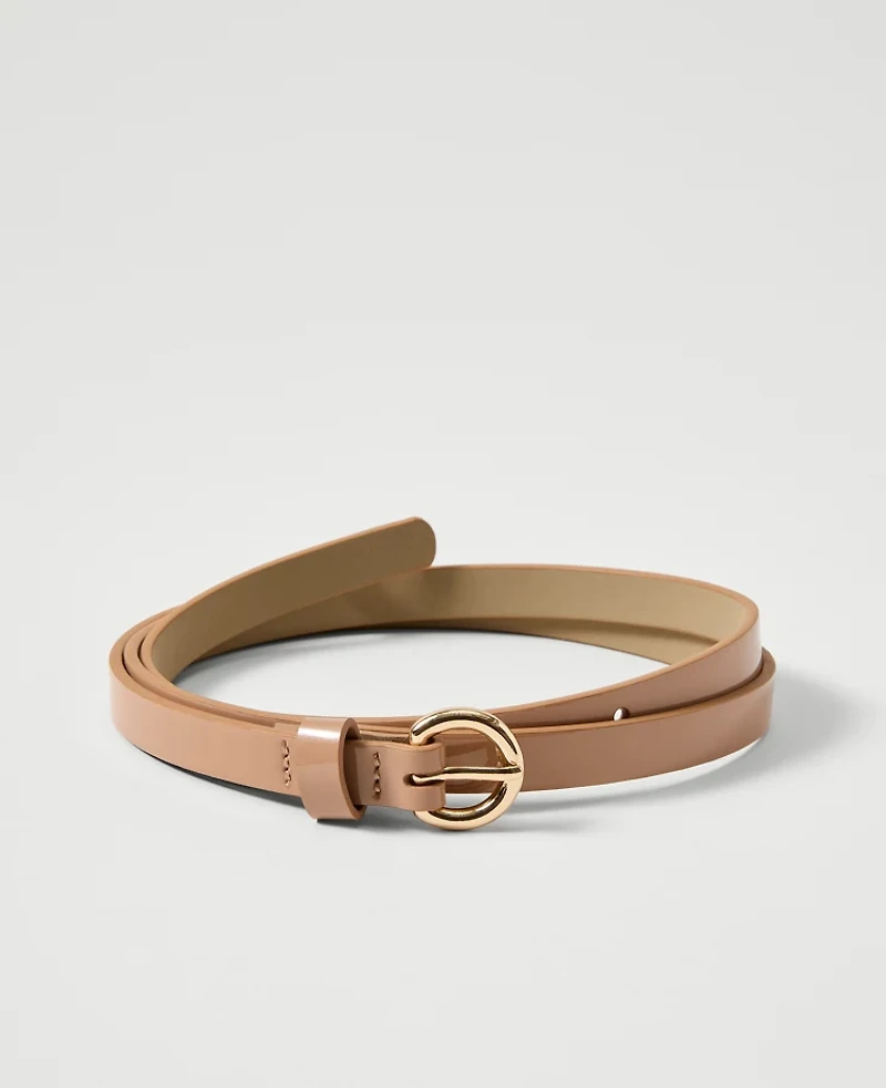 Ann Taylor Skinny Patent Leather Belt Sandblast Women's