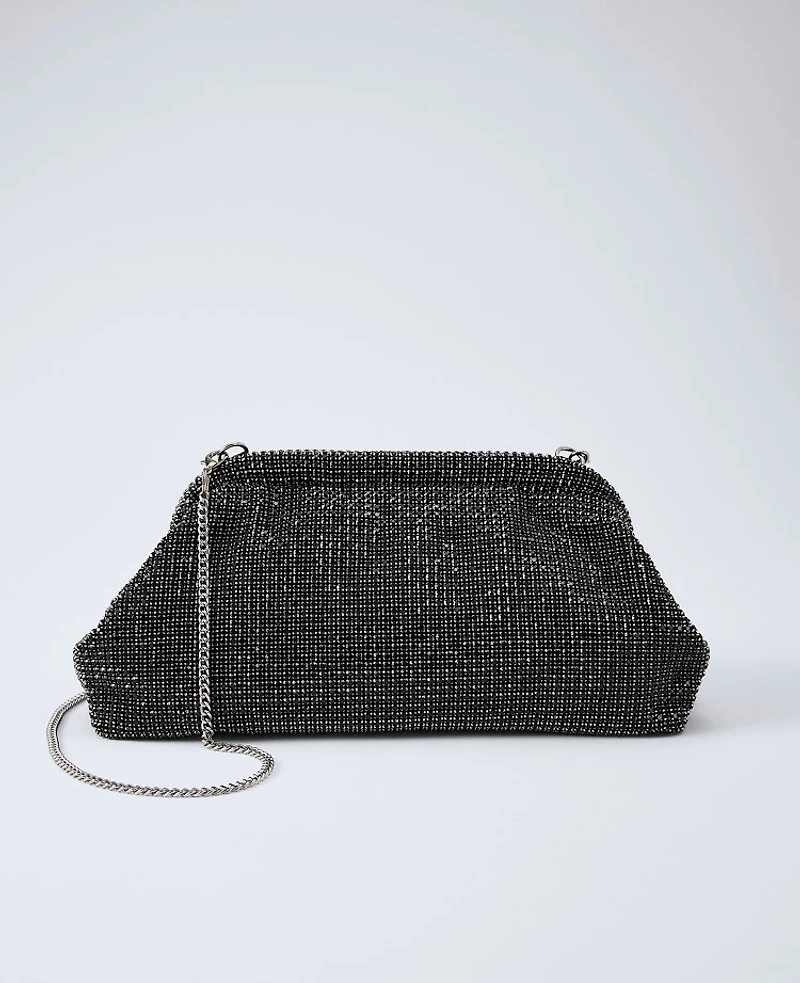Ann Taylor Crystal Embellished Clutch Handbag Black Women's
