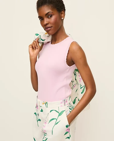 Ann Taylor Scallopped Trim Sweater Shell Top Women's