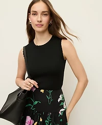 Ann Taylor Scallopped Trim Sweater Shell Top Women's