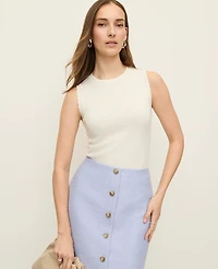 Ann Taylor Scallopped Trim Sweater Shell Top Women's