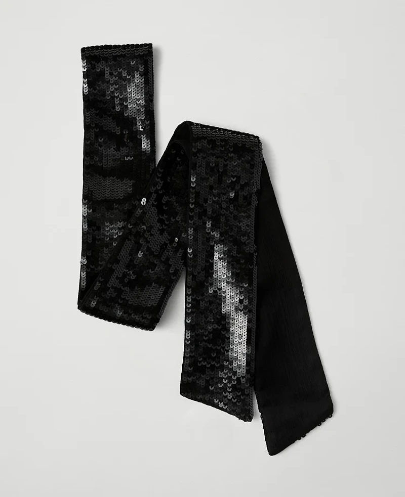 Ann Taylor Skinny Sequin Scarf Black Women's