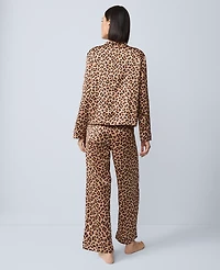 Ann Taylor Satin Tie Front Pajama Set Cafe Au Lait Women's