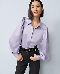 Ann Taylor Satin Blouson Sleeve Blouse Women's