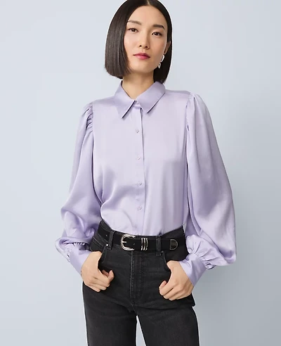 Ann Taylor Satin Blouson Sleeve Blouse Women's