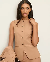 Ann Taylor Boatneck Vest Weathered Oak Women's