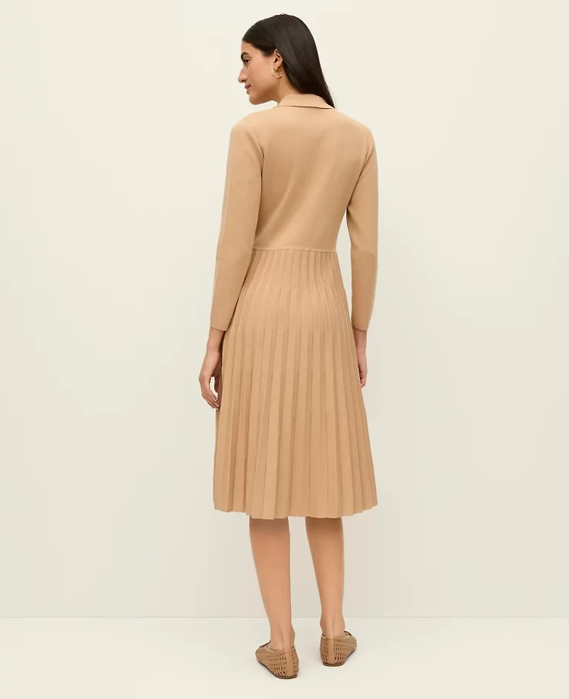 Ann Taylor Pleated Polo Midi Dress Women's