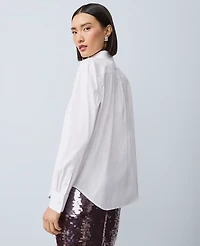 Ann Taylor Embellished Relaxed Perfect Shirt White Women's