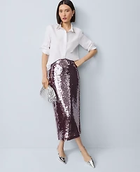 Ann Taylor Embellished Relaxed Perfect Shirt White Women's