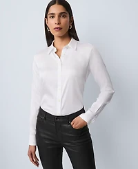 Ann Taylor Embellished Perfect Shirt White Women's