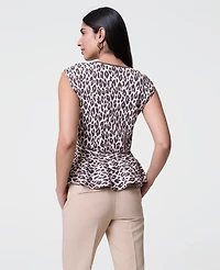 Ann Taylor Animal Print Peplum Top Chocolate Brown Women's