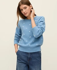 Ann Taylor Weekend Collection Floral Embroidered Sweater Women's