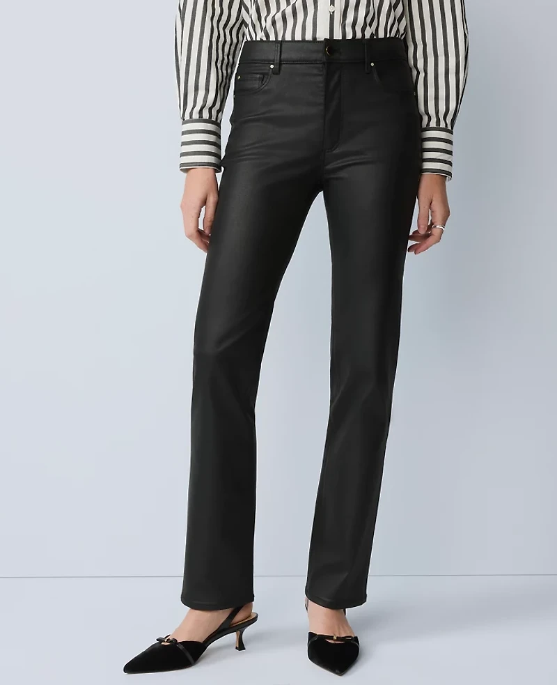 Ann Taylor The Coated Perfect Straight Jean Black Women's
