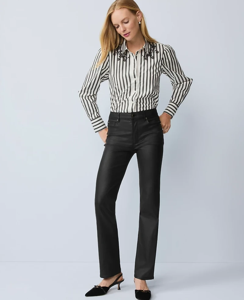 Ann Taylor The Coated Perfect Straight Jean Black Women's