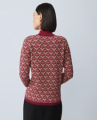 Ann Taylor Essential Jacquard Turtleneck Sweater Cherry Pie Women's