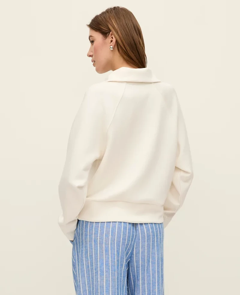 Ann Taylor Weekend Collection Half-Zip Sweatshirt Winter White Women's