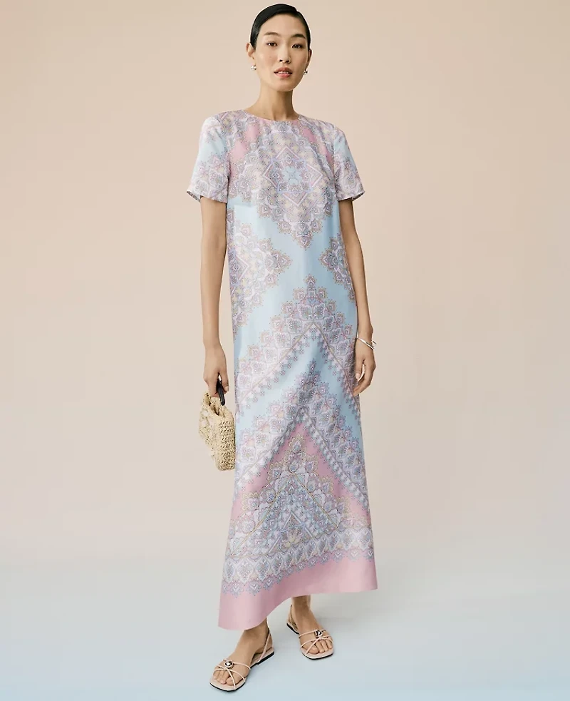 Ann Taylor Satin Paisley Maxi Dress Women's