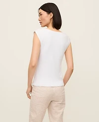 Ann Taylor Square Neck Top White Women's