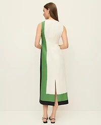 Ann Taylor Floral Crew Neck Midi Dress Winter White Women's