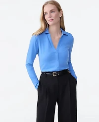 Ann Taylor Split Neck Button Down Shirt Women's