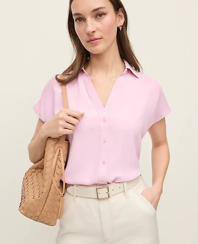 Ann Taylor Split Neck Blouse Women's