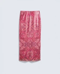Ann Taylor Petite Sequin Paisley Column Midi Skirt Poised Plum Women's