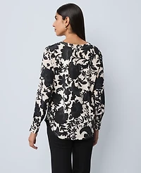Ann Taylor Floral Mixed Media Top Black Women's
