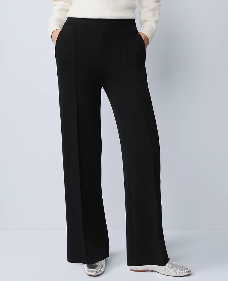 Ann Taylor Petite Weekend Collection Easy Wide-Leg Pant Black Women's
