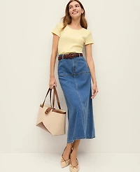 Ann Taylor Weekend Collection Denim Midi Skirt Bright Medium Stone Wash Women's