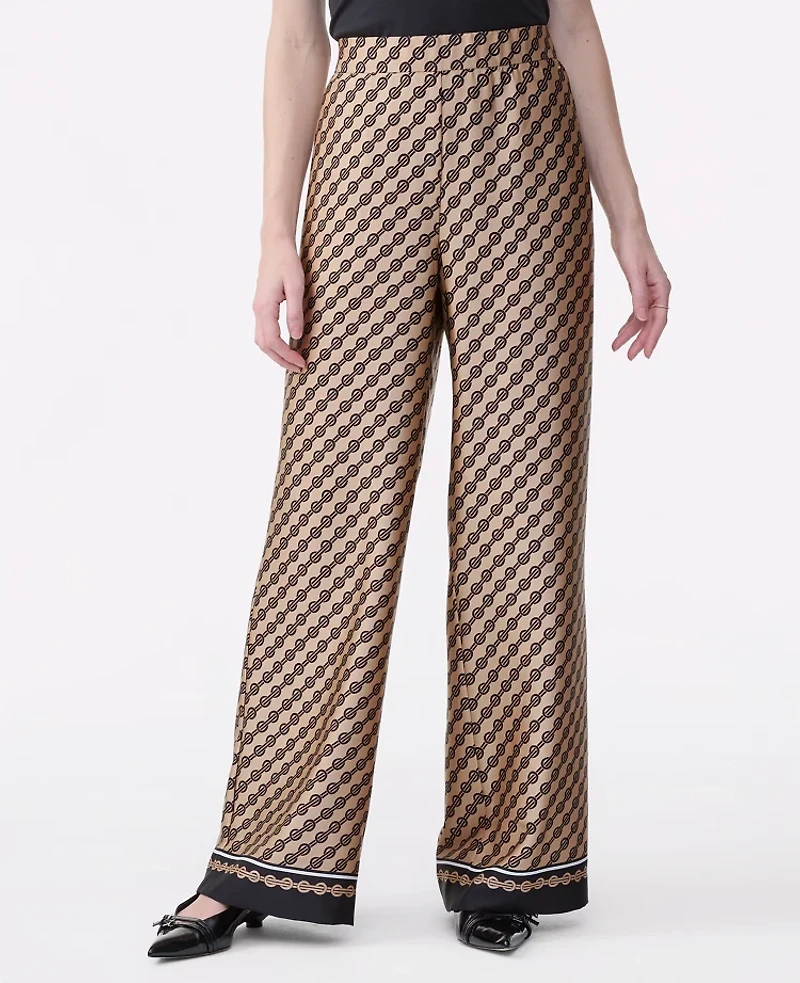 Ann Taylor The Easy Wide-Leg Pant Geo Satin Black Women's