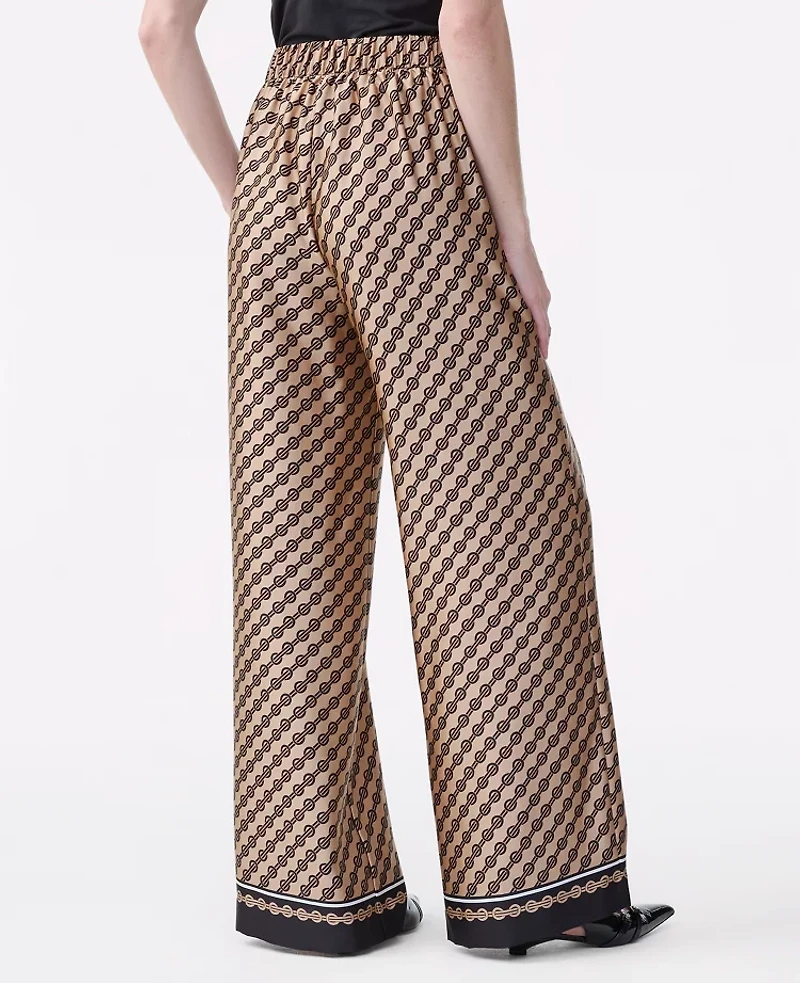 Ann Taylor The Easy Wide-Leg Pant Geo Satin Black Women's