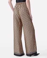 Ann Taylor The Easy Wide-Leg Pant Geo Satin Black Women's