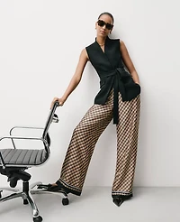 Ann Taylor The Easy Wide-Leg Pant Geo Satin Black Women's