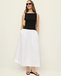 Ann Taylor Mixed Media Boatneck Midi Dress Women's