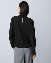 Ann Taylor Mixed Media Cowl Neck Blouse Black Women's