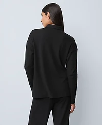 Ann Taylor Waffle Henley Lounge Top Black Women's